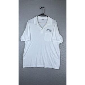 Vintage Stedman Polo Shirt Mens XL White Orlando Hangar Wings Logo Knit USA